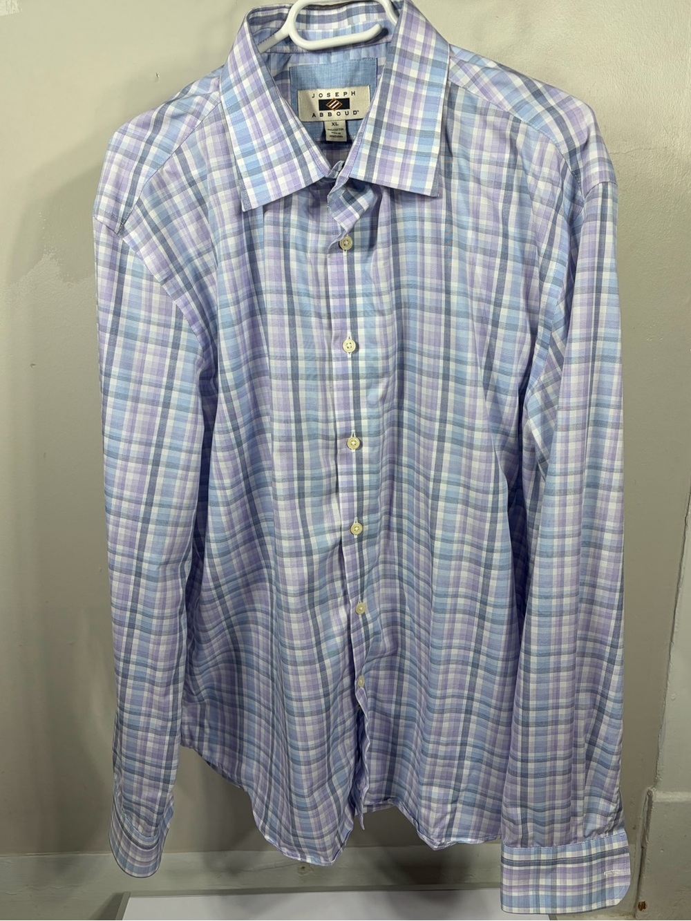Joseph Abboud XL Men's Plaid Dress‎ Shirt Blue Purple Long Sleeve Button Down